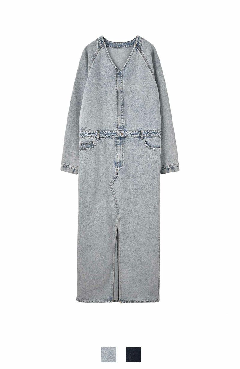 Vネックデニムドレス | AKTE