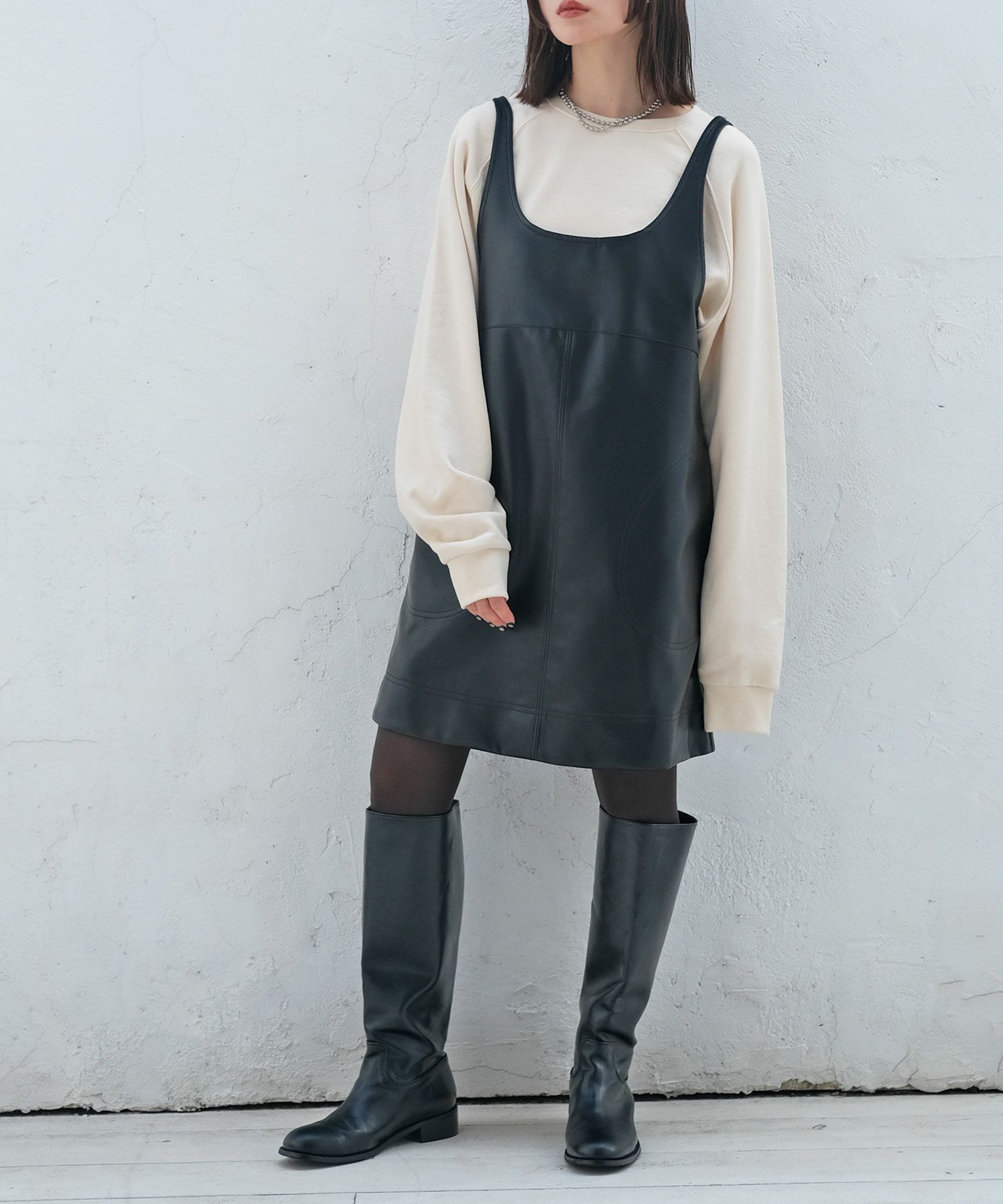 フェイクレザーミニワンピース | AKTE