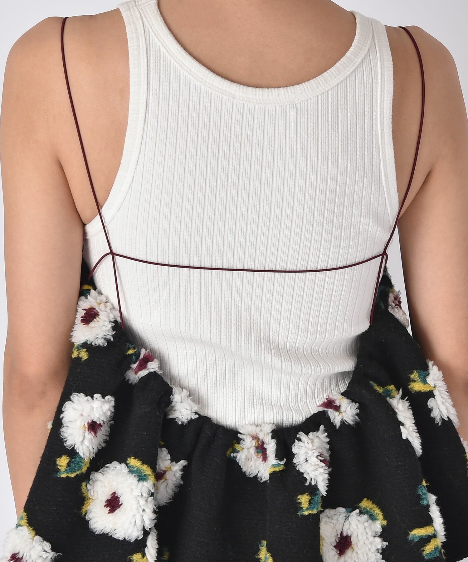 akte ボア　バックオープン フレアキャミソール ホワイト ボアキャミソール | AKTE