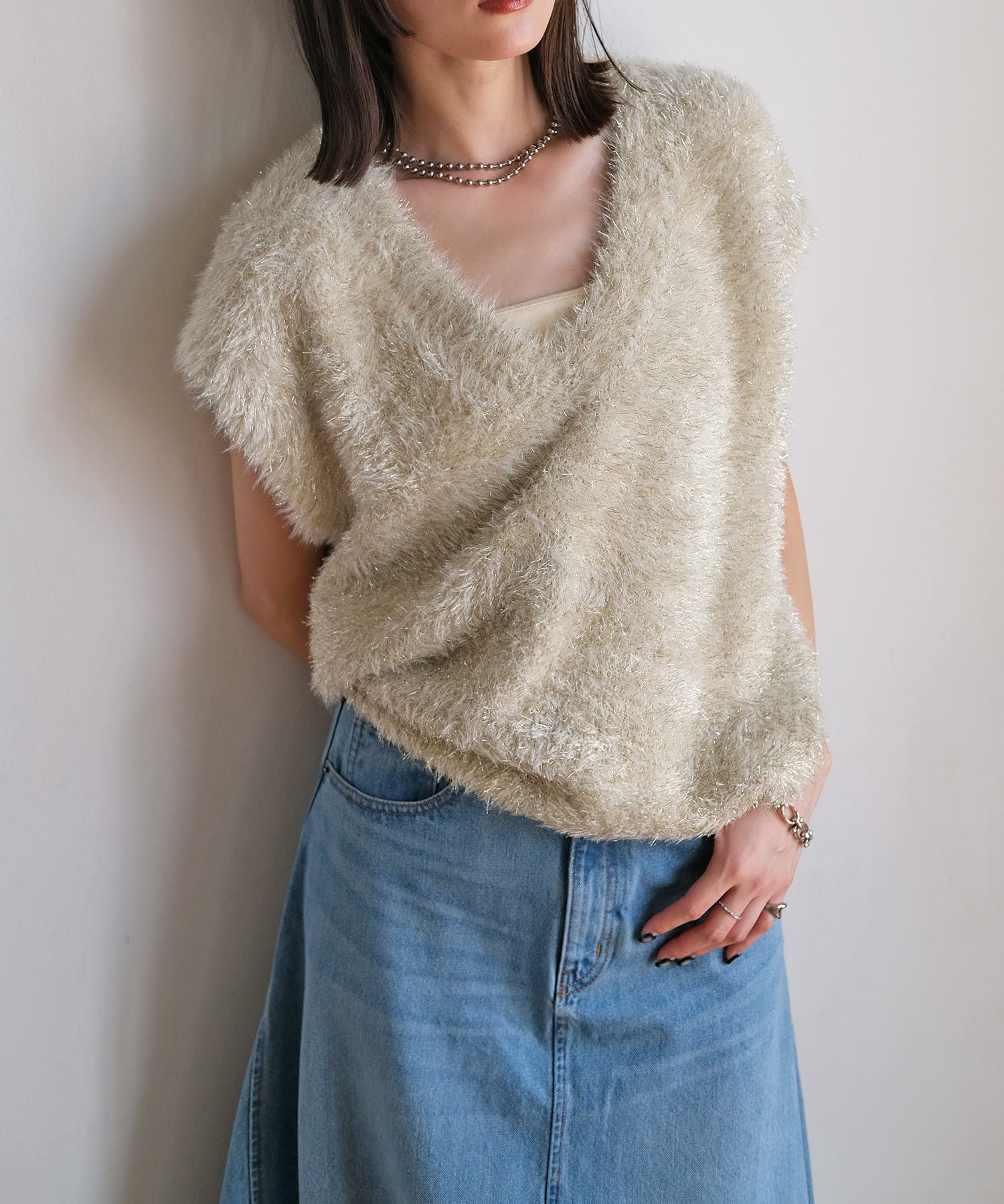 【美品】AKTE Vネックシャギーニットベスト セール】Vネックシャギーニットベスト（ベスト）｜AKTE（アクテ）の