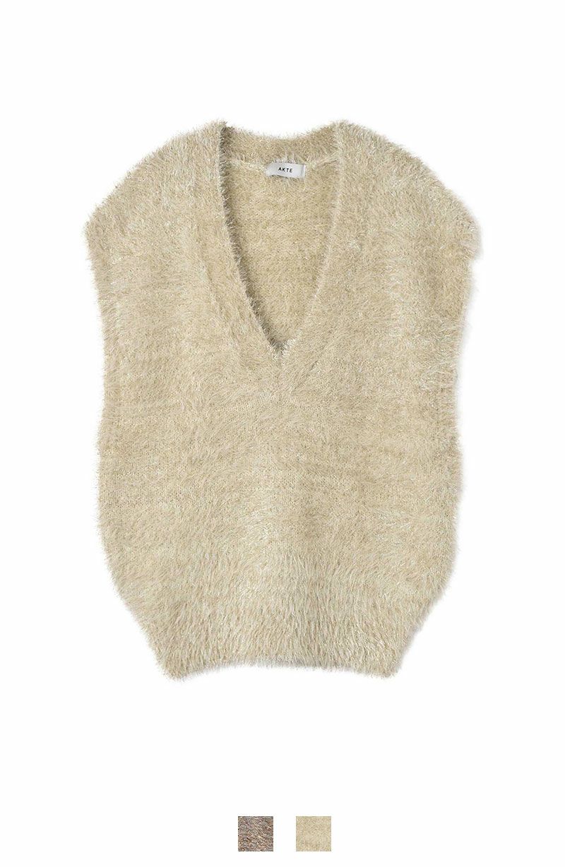 Vネックラメシャギーニットベスト | AKTE