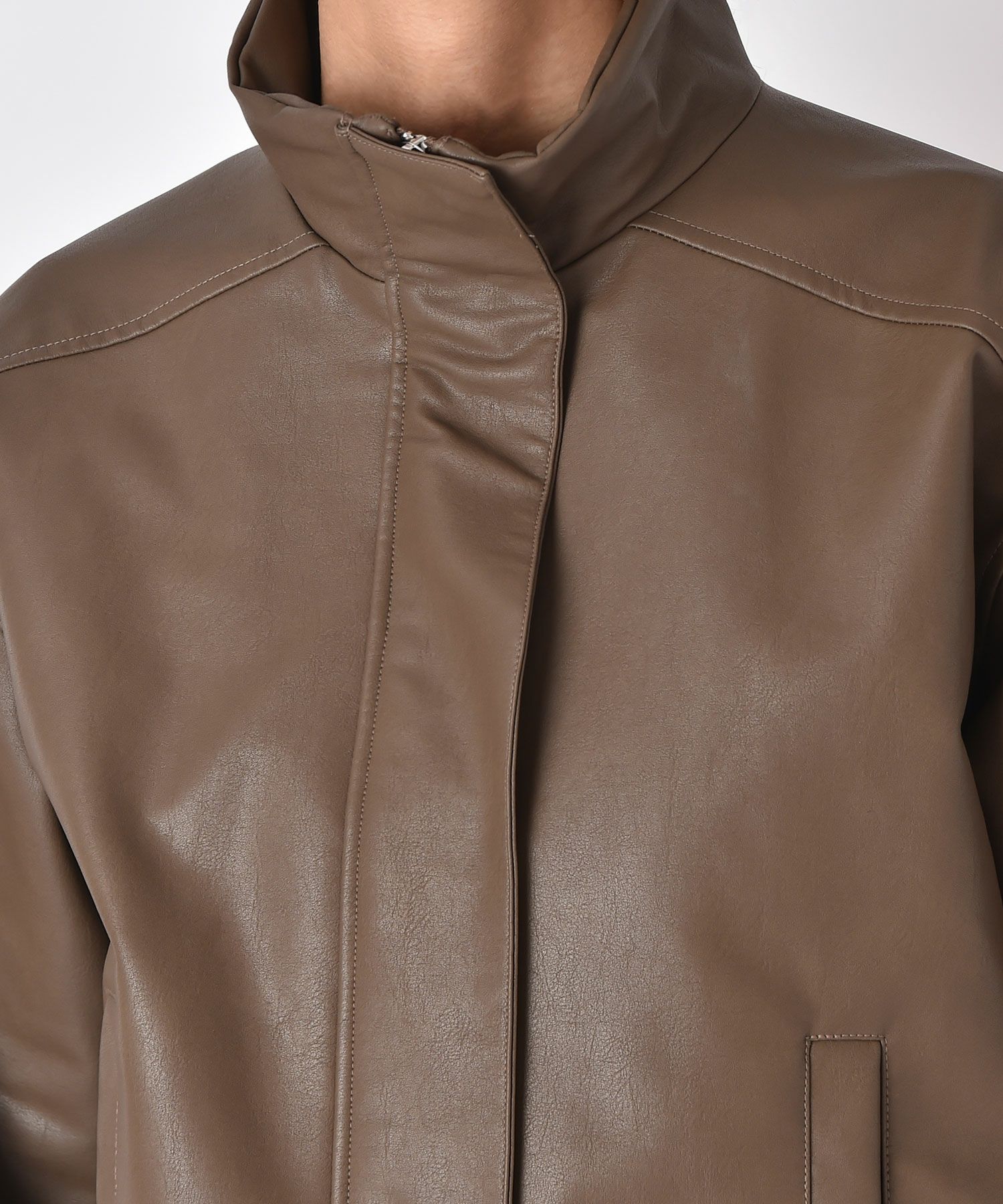 フェイクレザージップアップブルゾン | AKTE