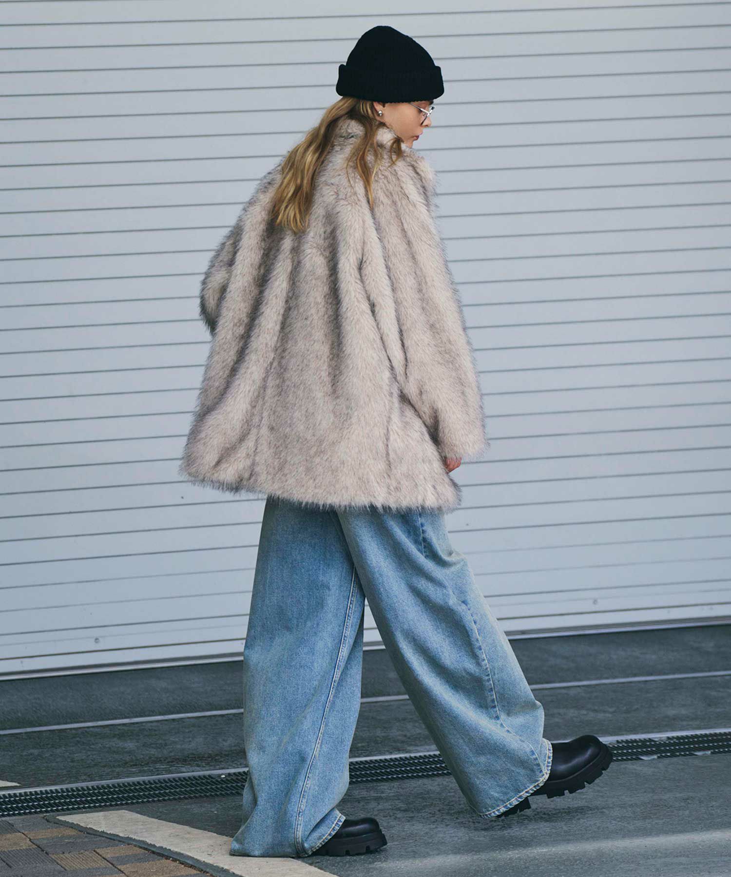 AKTEアクテ フェイクファースタンドカラージャケットミドルショートコート フェイクファースタンドカラージャケット | AKTE