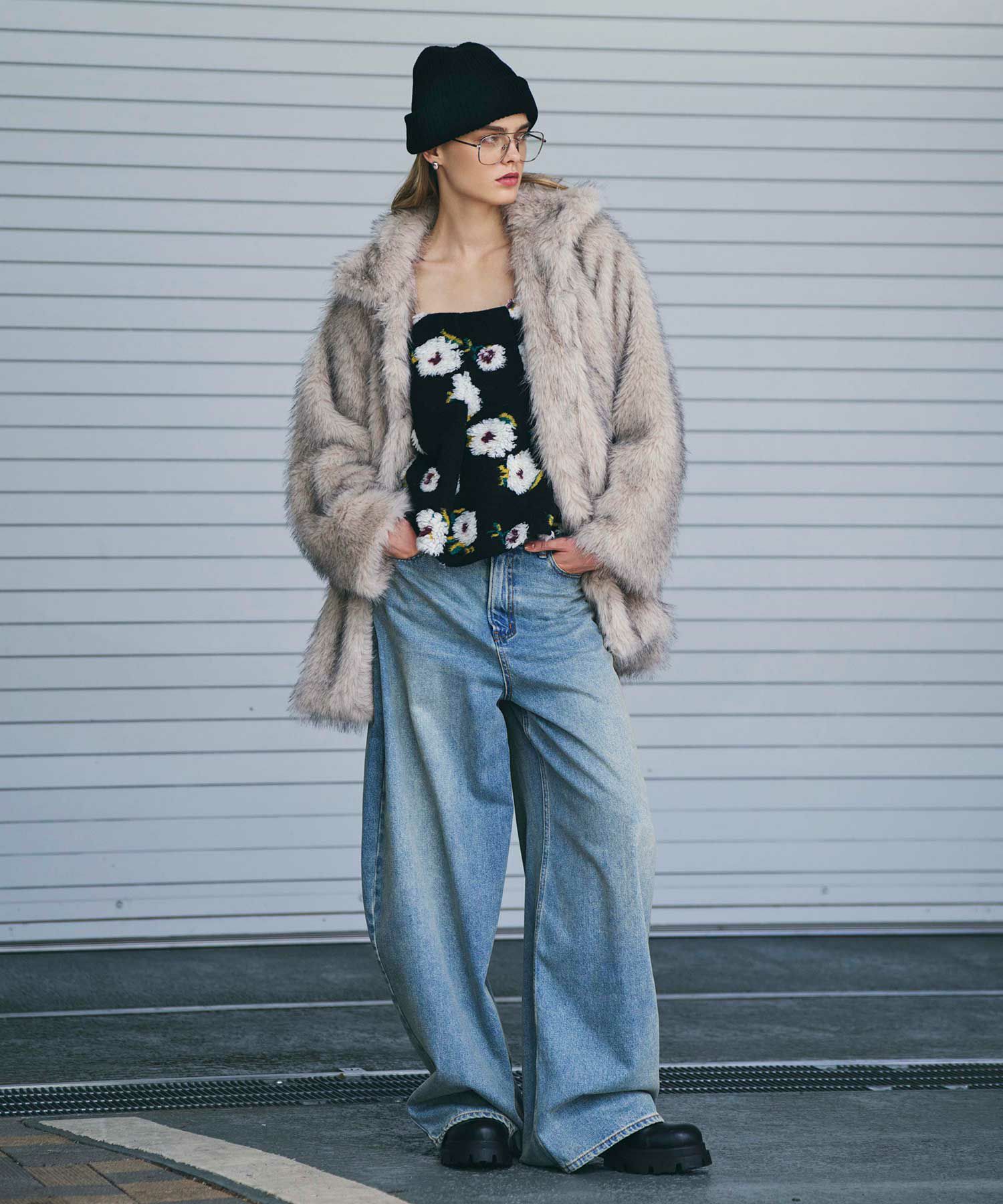 フェイクファースタンドカラージャケット | AKTE