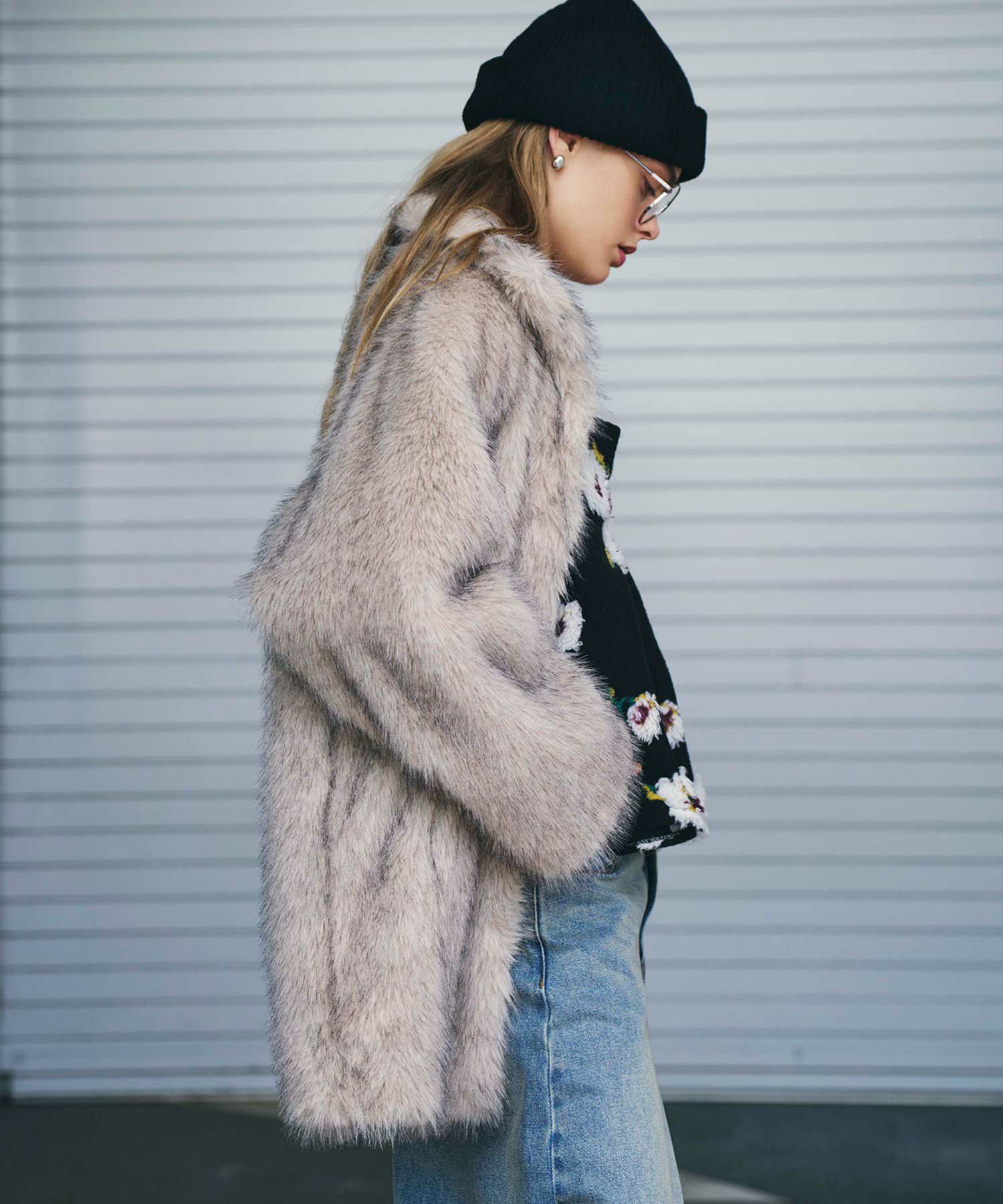 フェイクファースタンドカラージャケット | AKTE