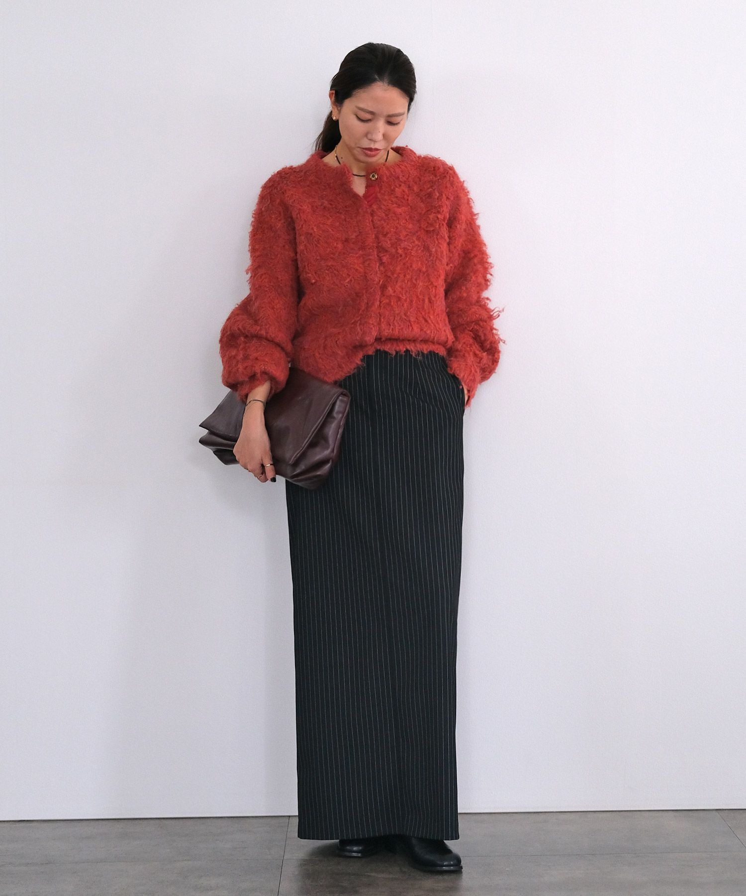 フラッフィーボタンフライニットカーディガン | AKTE