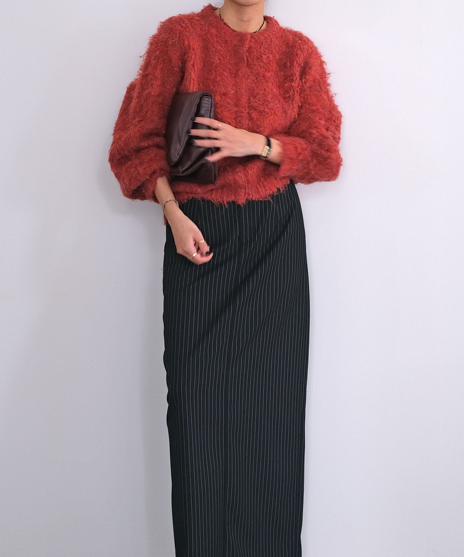 フラッフィーボタンフライニットカーディガン | AKTE