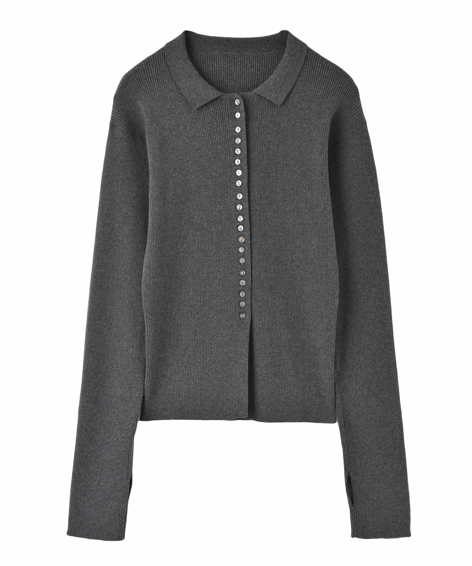 サムホールポロニットカーディガン | AKTE