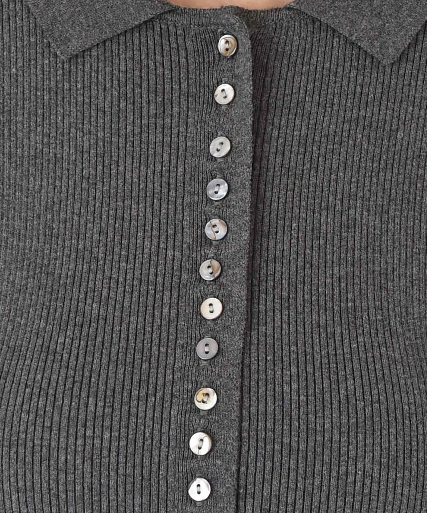 サムホールポロニットカーディガン | AKTE